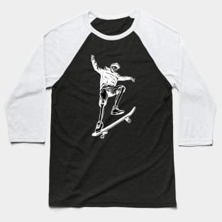 halloween skeleton skateboard white Baseball T-Shirt